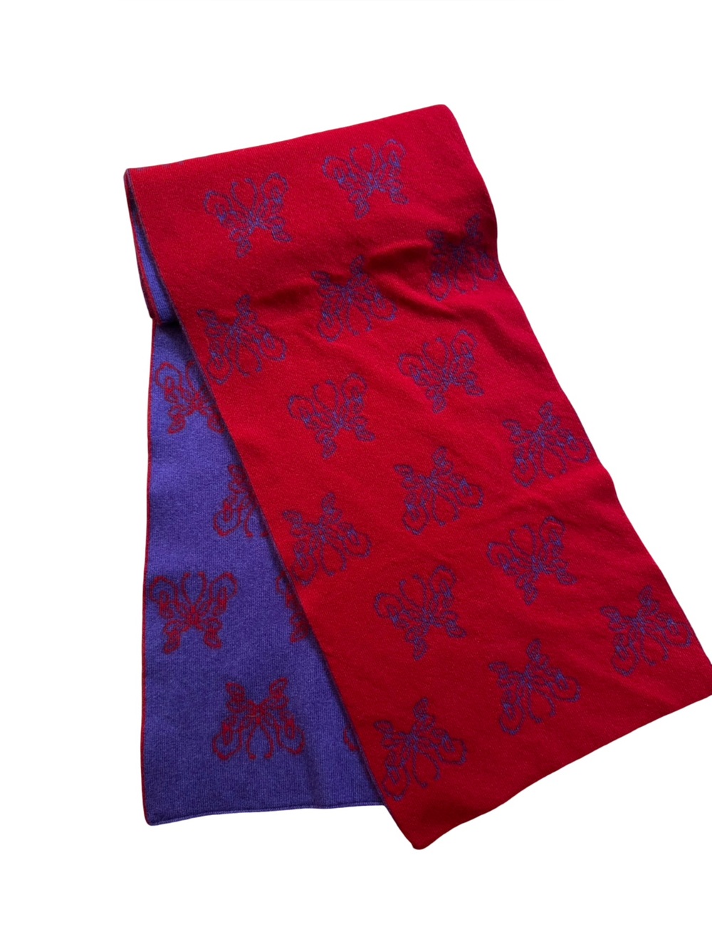 Clan Douglas 100% Cashmere Scarf Made in Scotland Red Purple Reversible